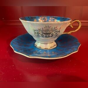 Vintage Royal Sealy China Japan Iridescent Teacup Saucer BEAUTIFUL!